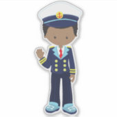 Sticker African American Boy, Boat Captain, Skipper, Sea (Devant)