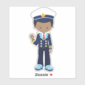 Sticker African American Boy, Boat Captain, Skipper, Sea (Feuille)