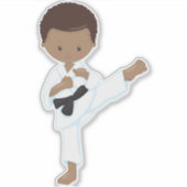 Sticker African American Boy, Karate Boy, Black Belt, Kata (Devant)