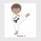 Sticker African American Boy, Karate Boy, Black Belt, Kata (Feuille)