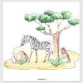 Sticker African Savanah Zebra Acacia Tree Nature Baby Room (Feuille)