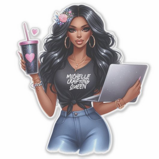 Sticker Afro-Américain Artisanat Queen Design (Devant)
