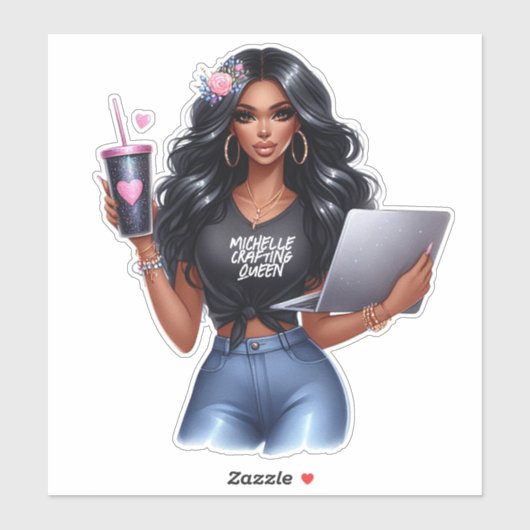 Sticker Afro-Américain Artisanat Queen Design (Feuille)