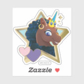 Sticker Afro Unicorn étoile magique (Feuille)