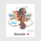 Sticker Afro Unicorn "Fabriqué en magie" Trio Design (Feuille)