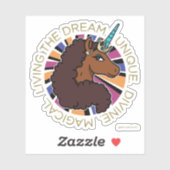 Sticker Afro Unicorn Living the Dream Design (Feuille)