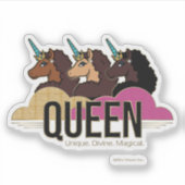 Sticker Afro Unicorn Queen Trio Design (Devant)