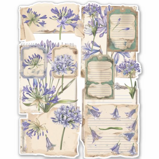 Sticker Agapanthus Fussy Cut Ephemera 2 (Devant)