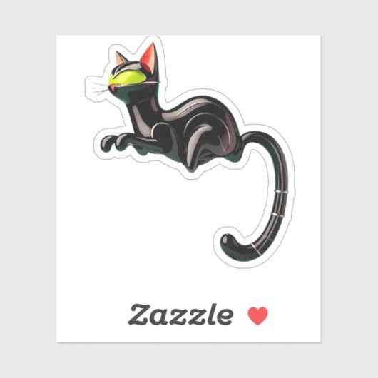 Sticker Âge atomique Futuriste de l'espace Chat noir (Feuille)