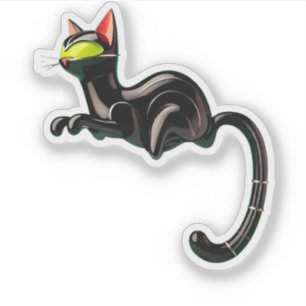 Sticker Âge atomique Futuriste de l'espace Chat noir