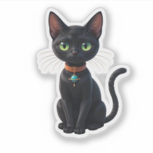 Sticker Âge atomique futuriste de l'espace Chat noir cosmi