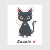 Sticker Âge atomique futuriste de l'espace Chat noir cosmi (Feuille)