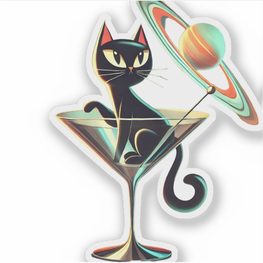 Sticker Âge atomique Futuriste de l'espace Noir Cat Martin (Devant)