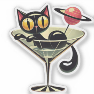 Sticker Âge atomique Futuriste de l'espace Noir Cat Martin