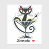 Sticker Âge atomique Futuriste de l'espace Noir Cat Martin (Feuille)