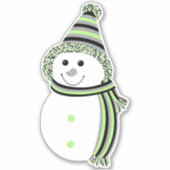 Sticker Agender Pride Snowman Snowperson Drapeau vert (Devant)