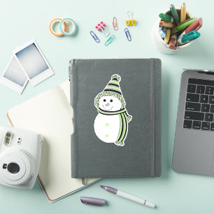Sticker Agender Pride Snowman Snowperson Drapeau vert