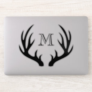 Sticker Agritourisme rustique Black Deer Antlers & Monogra