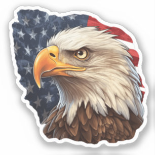 Sticker Aigle à drapeau américain
