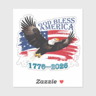 Sticker Aigle Américain Fier Dieu Bénisse l'Amérique 250 A