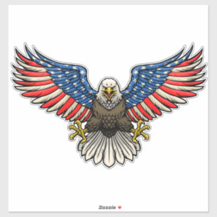 Sticker Aigle chauve peint drapeau américain Patriotique