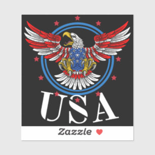 Sticker Aigle chauve rouge blanc et bleu USA Patriotique