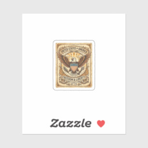 Sticker Aigle chauve vintage patriotique en détresse