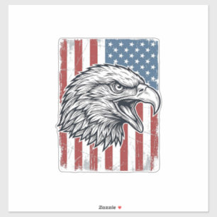 Sticker Aigle Patriotique Drapeau Américain Gravure Vintag