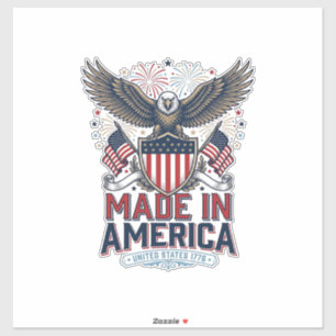 Sticker Aigle Patriotique Fabriqué en Amérique T-Shirt 4 J