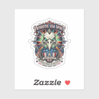 Sticker Aigle Patriotique Fin des Temps Crâne Zombie Apoca