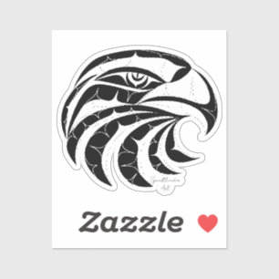 Sticker Aigle portrait coupé propre art amérindien