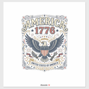 Sticker Aigle Vintage Amérique 1776 Patriotique