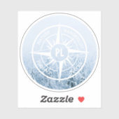 Sticker Aiguille de compas monogramme forêt d'épinette d'h (Feuille)