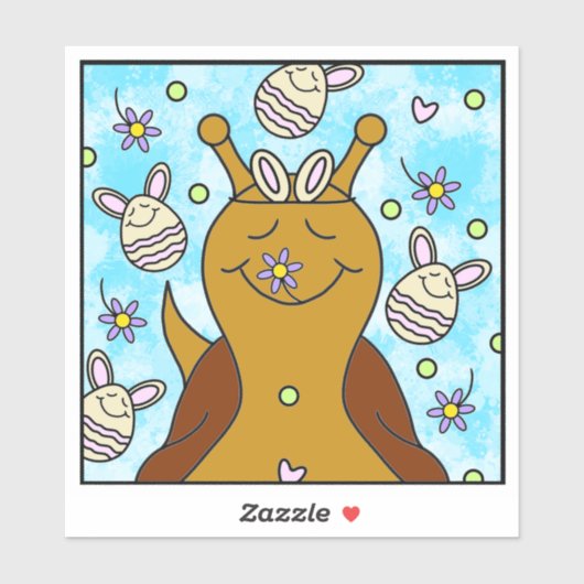 Sticker Aiguille Mignonne Avec Oeufs De Lapin Envoi Sourir (Feuille)