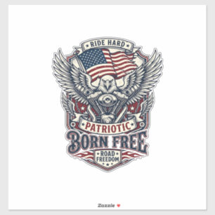 Sticker Aile patriote de moteur d'aigle de motard de route