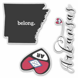 Sticker Aimer Arkansas, 3 Designs Différents, Die Cut