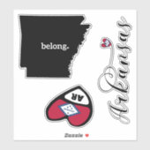 Sticker Aimer Arkansas, 3 Designs Différents, Die Cut (Feuille)