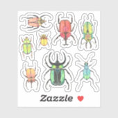 Sticker Aimer Bugs Aquarelle Beetles Set (Feuille)