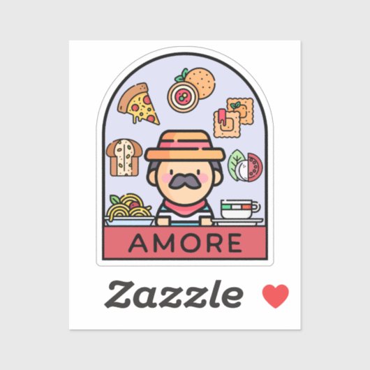 Sticker Aimer la cuisine italienne (Feuille)
