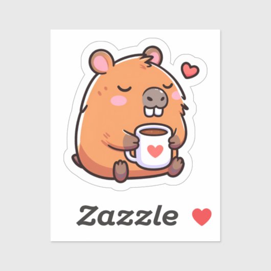 Sticker Aimer le café Capybara (Feuille)
