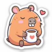 Sticker Aimer le café Capybara (Recto)