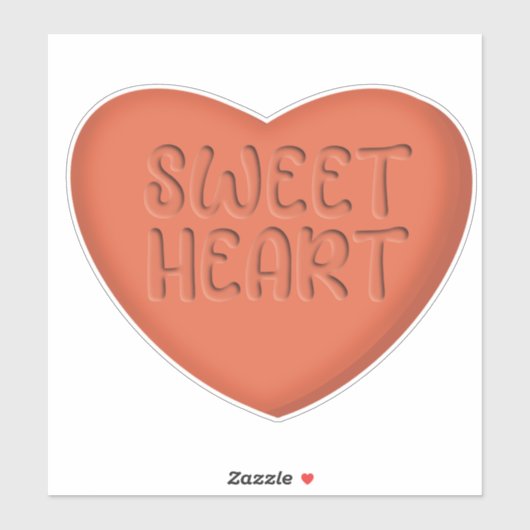 Sticker Aimer Orange Bonbon Magnet Coeur (Feuille)