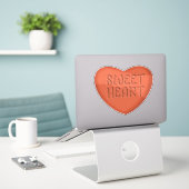 Sticker Aimer Orange Bonbon Magnet Coeur (Ordinateur portable sur le bureau)