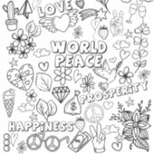 Sticker Aimer World Peace Prosperity Happy Coloring Sticke (Devant)