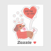 Sticker Aimez-vous Fourrure-toujours mignon Chien Dachshun (Feuille)