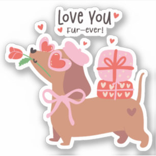 Sticker Aimez-vous quatre-jamais mignon chien français Dac