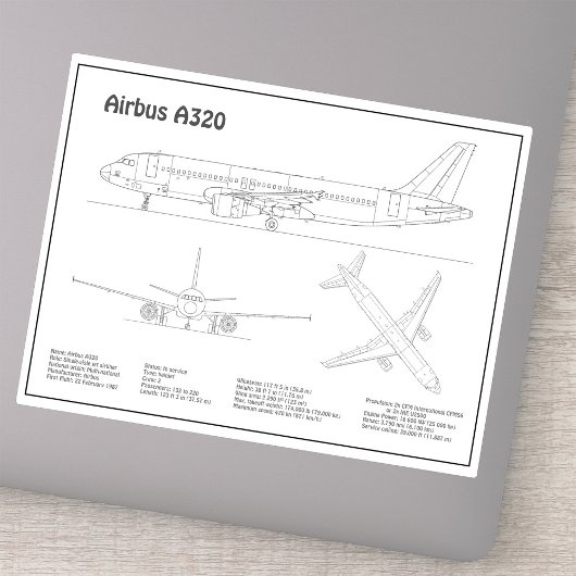 Sticker Airbus A320 - Plans de dessin de plan d'avion BD