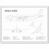 Sticker Airbus A320 - Plans de dessin de plan d'avion BD (Devant)