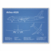 Sticker Airbus A320 - Plans Dessins Devis Plan De Concepti (Devant)