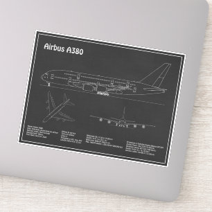 Sticker Airbus a380 - Plans de dessin de plan d'avion PD